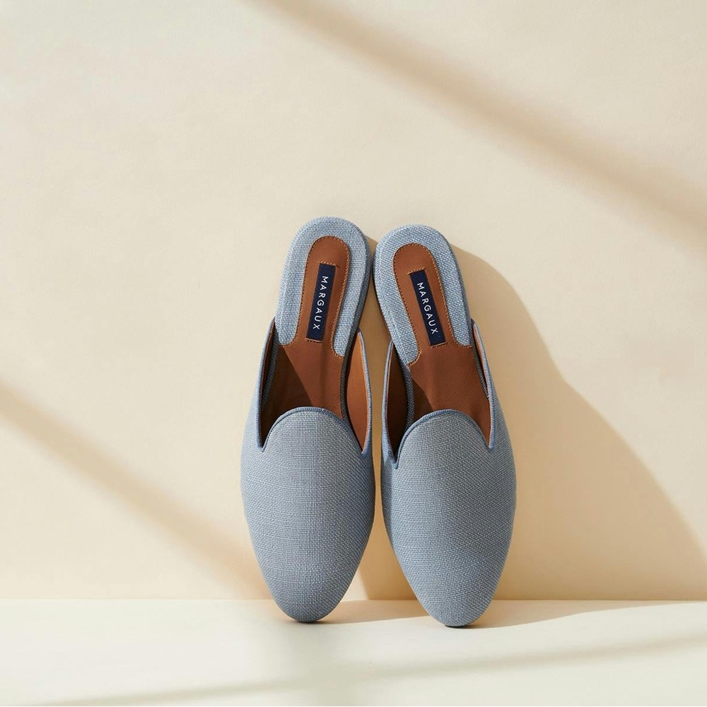 Margaux THE LOAFER MULE IN THISTLE LINEN